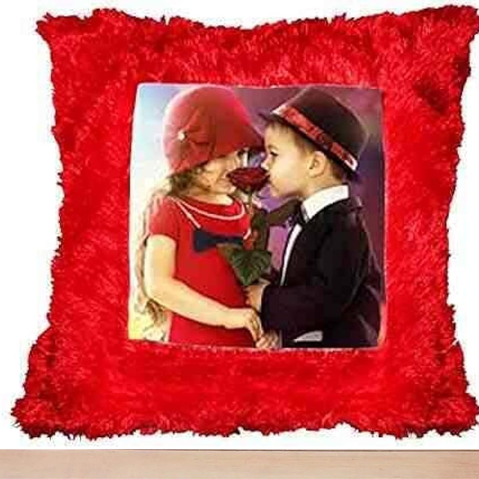 Red Furr Square Pillow
